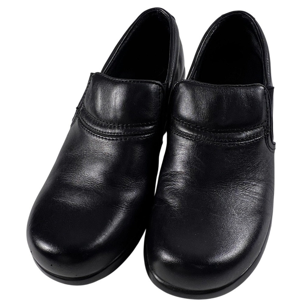 Ariat Sutter Slip On Clogs 8B Black Leather Wedge Comfort Work Shoe Utility EUC